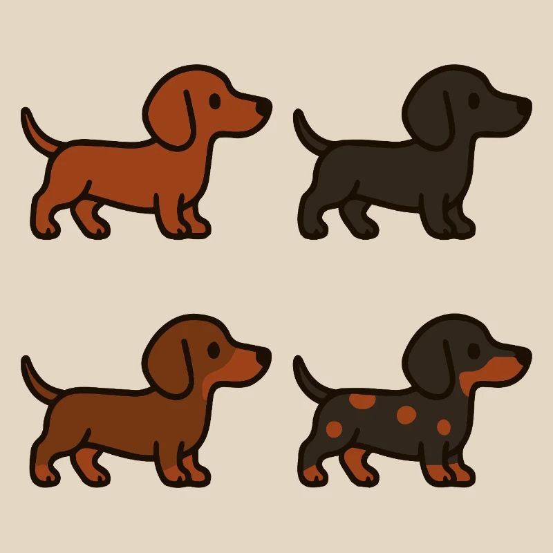 Ensemble d’illustrations de teckel mignon