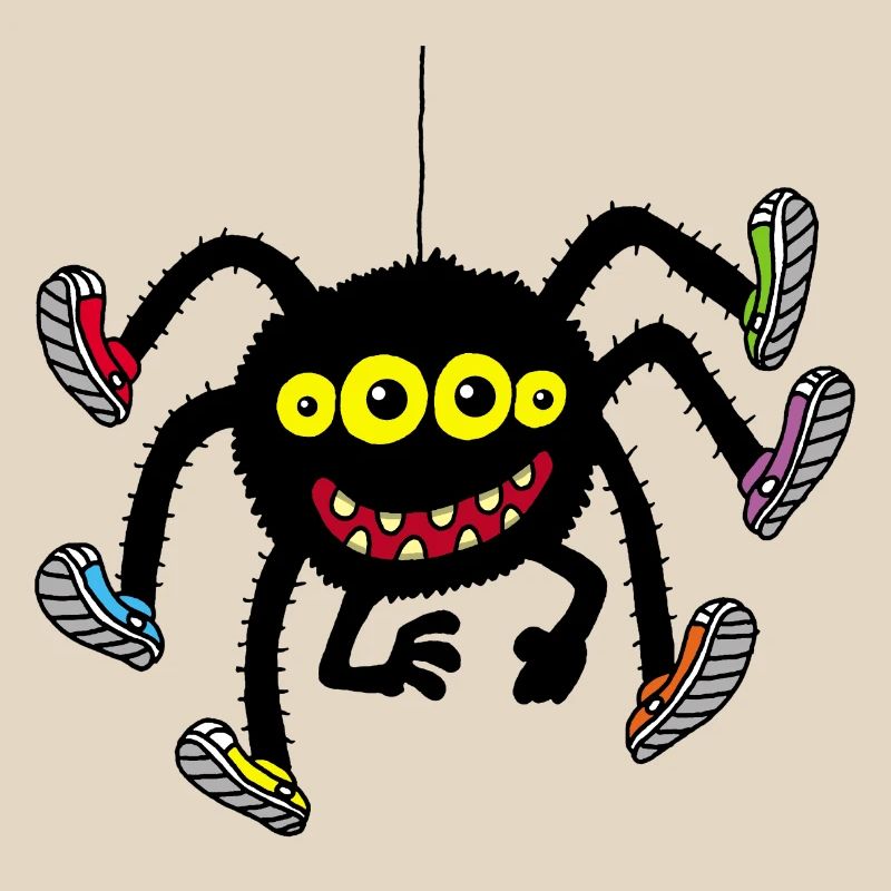 Araignée en chaussures multicolores
