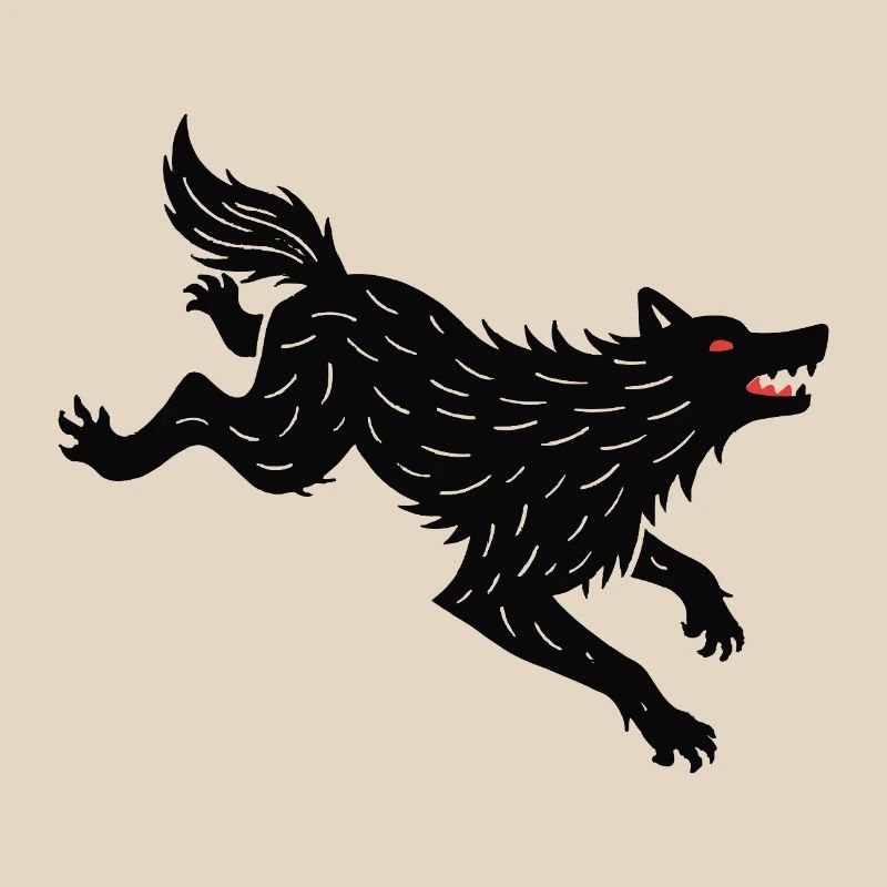 Schwarzer Wolf läuft