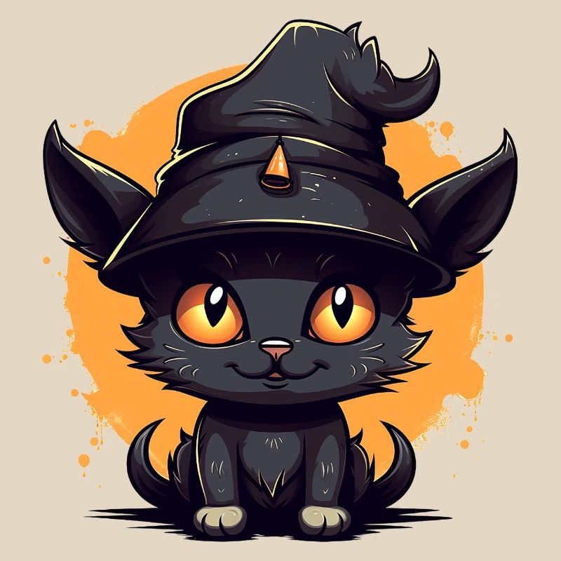 Chat sorcier dans un look d’Halloween - chat