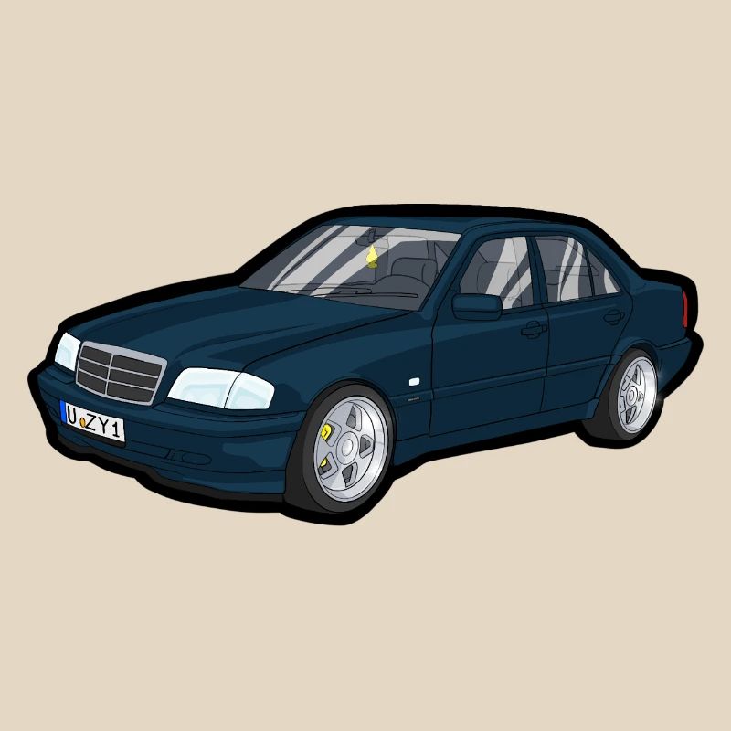 Blauer Oldtimer Cartoon Auto
