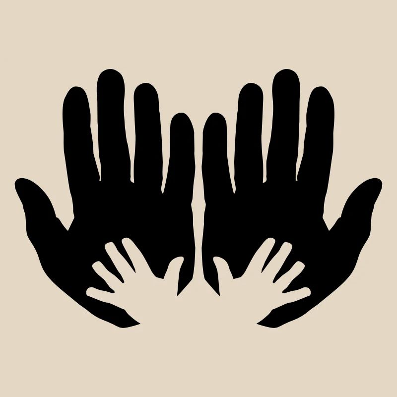 Open parents hands with children's hands