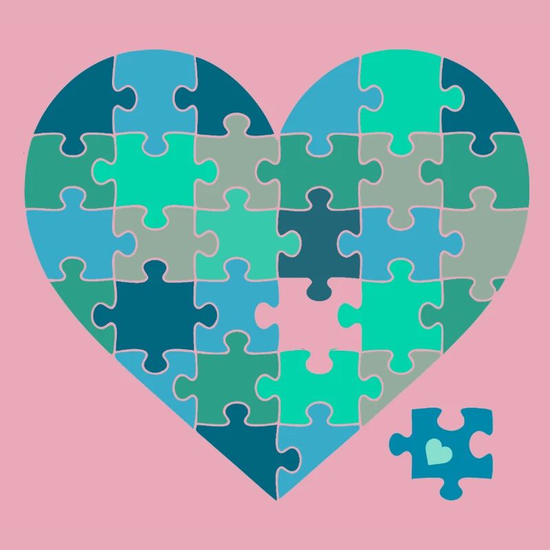 Puzzleherz Blaugrün