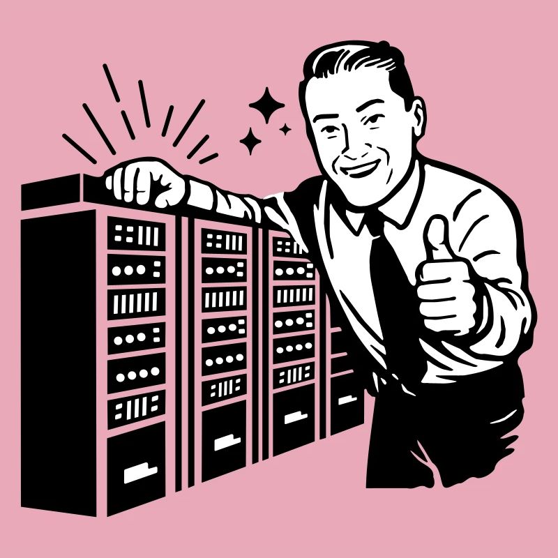 Retro IT-Admin lächelt – Vintage Tech Support