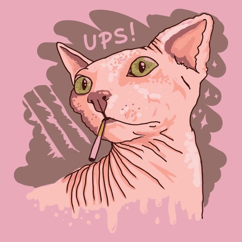 Sphynx Katze mit Zigarette