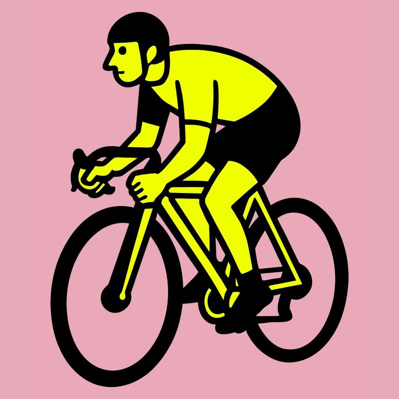 Neon Wheel Silhouette Cyclist