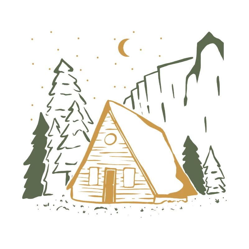 Nuit de cabane rustique au clair de lune