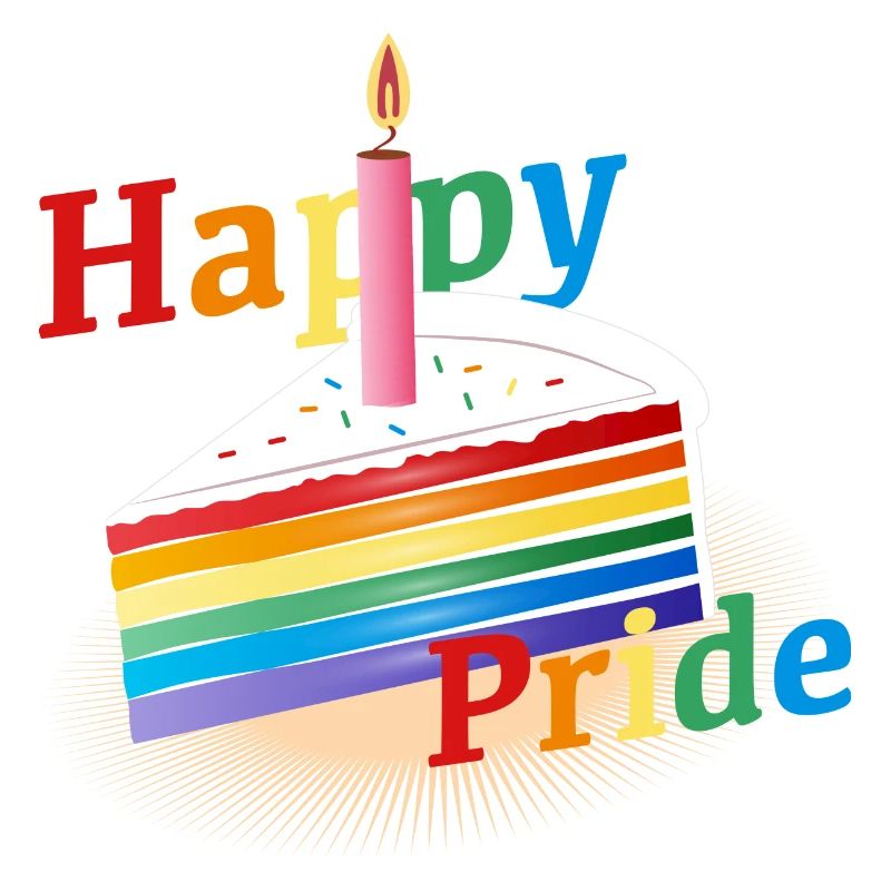 Ein Stück Regenbogen Kuchen mit Geburtstagskerze
