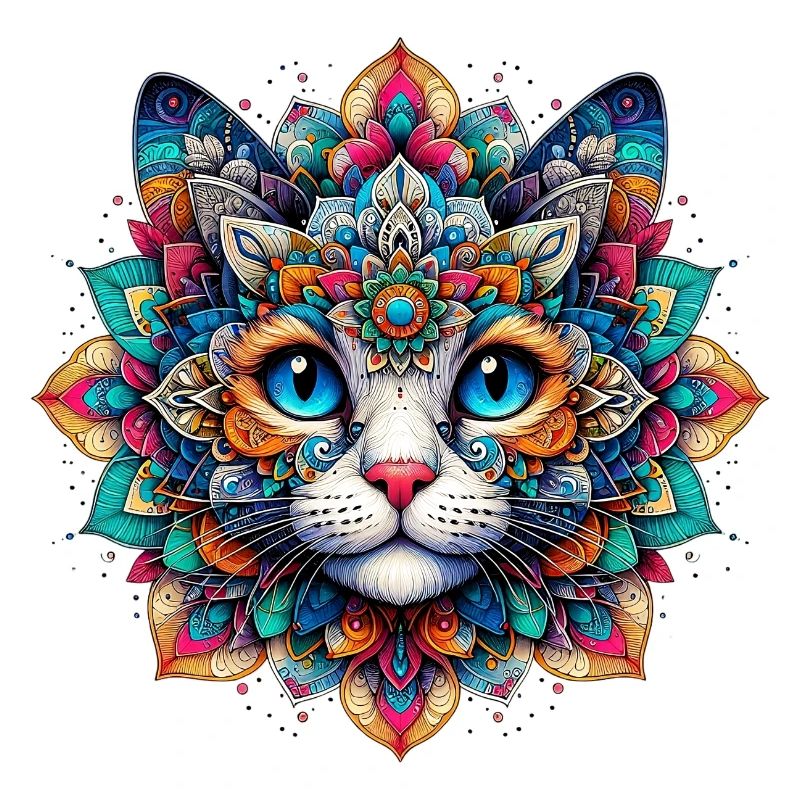 Chat décoré de Mandalas