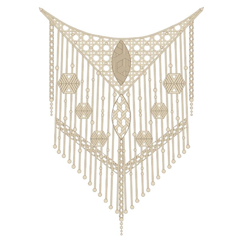 Feines Makramee-Ornament mit geometrischen Details