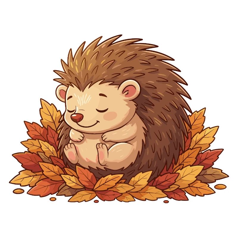 Hérisson câlin dans les feuilles d’automne