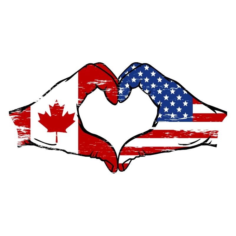 Drapeau Canada USA en forme de cœur utilisé