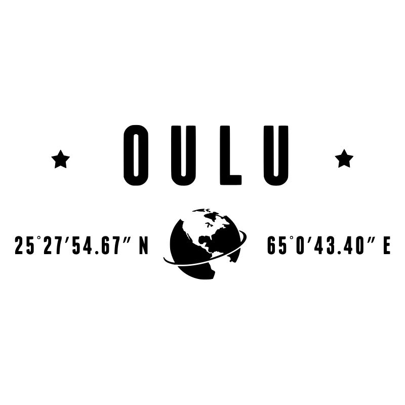 Oulu GPS Coordinates Black Typography