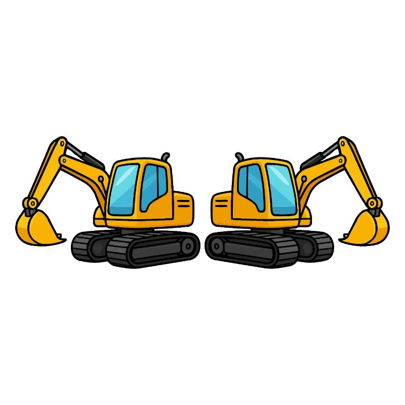 Double construction machinery silhouette