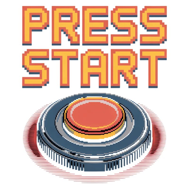 Press Start Retro Gaming Pixel Arcade Button