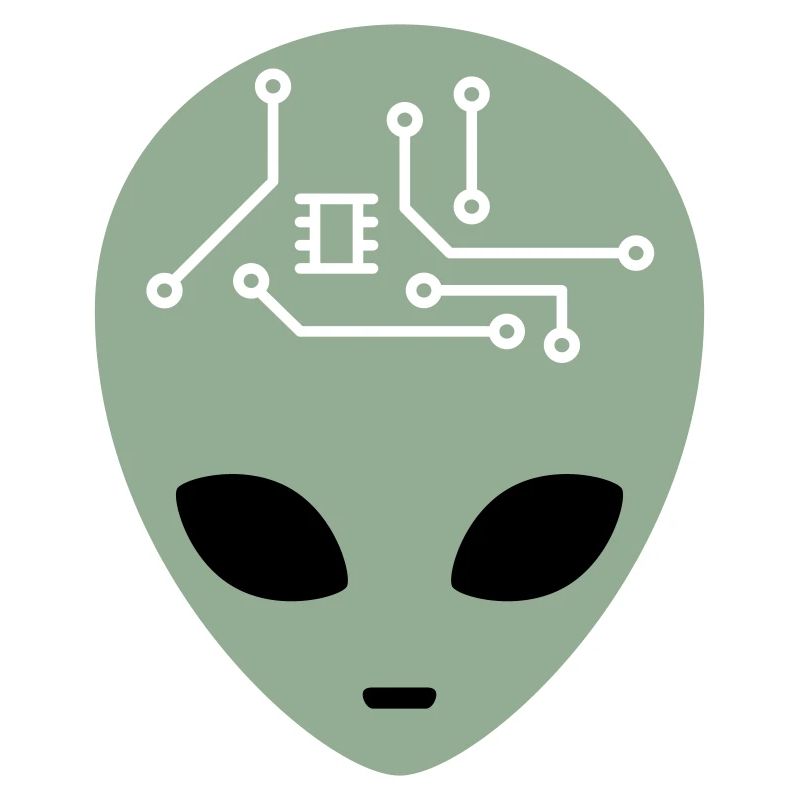 Alien Head with Circuits (three colours)