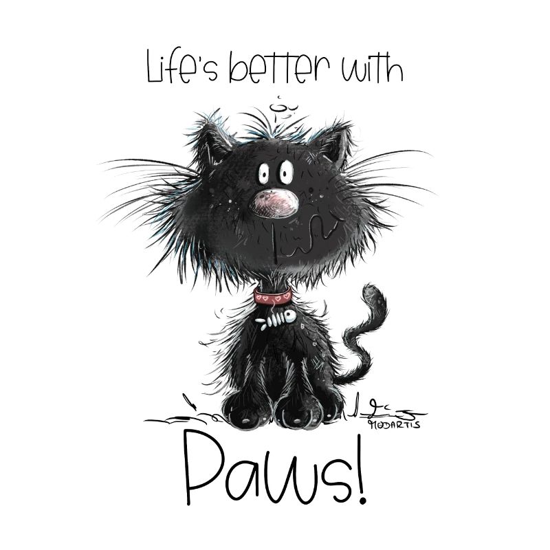 Drollige Schwarze Katze Mit Katzen Spruch