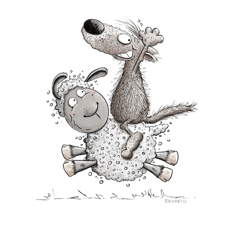 Wolf Rides Sheep For Wolf Wild Animal Lover