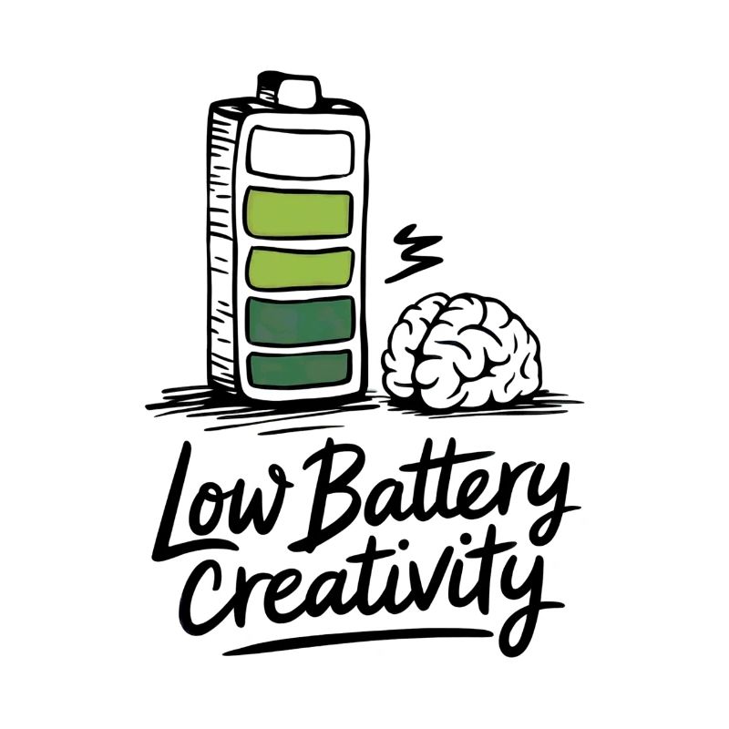 Creative humor – battery empty, ideas gone