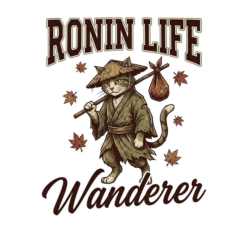  Ronin Life Wanderer Cat Samurai Japanese Ukiyo-e