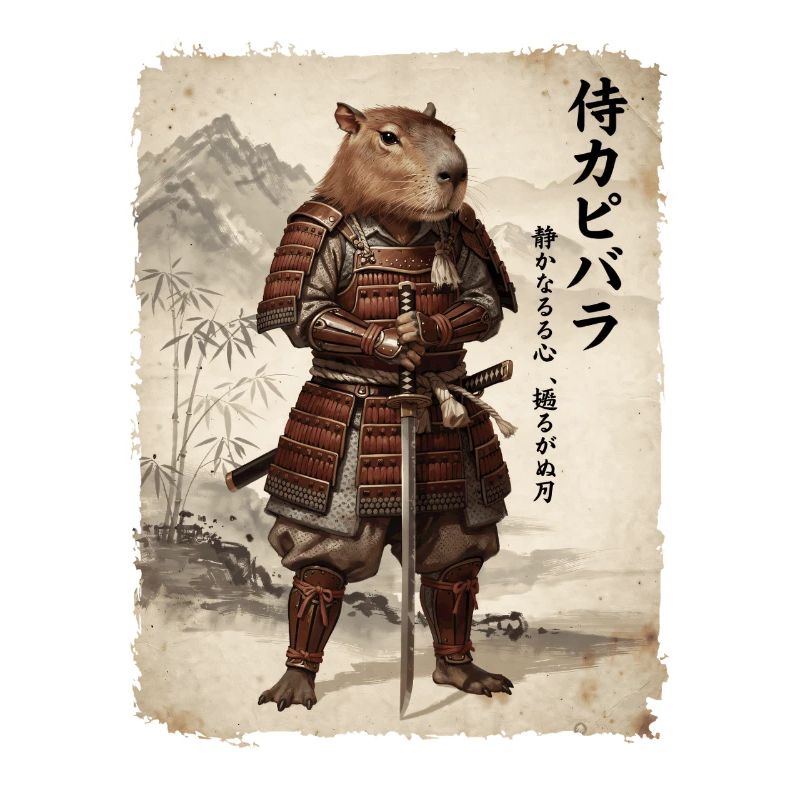 Samurai, Capybara, Japanese Art, Anime