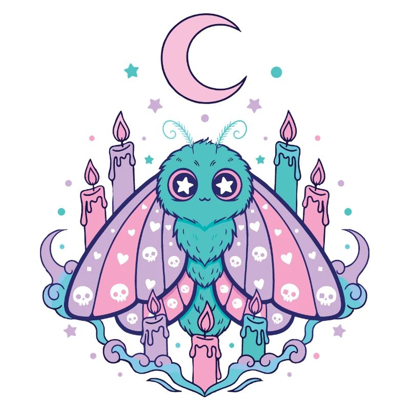 Pastel Kawaii Gothic Moth
