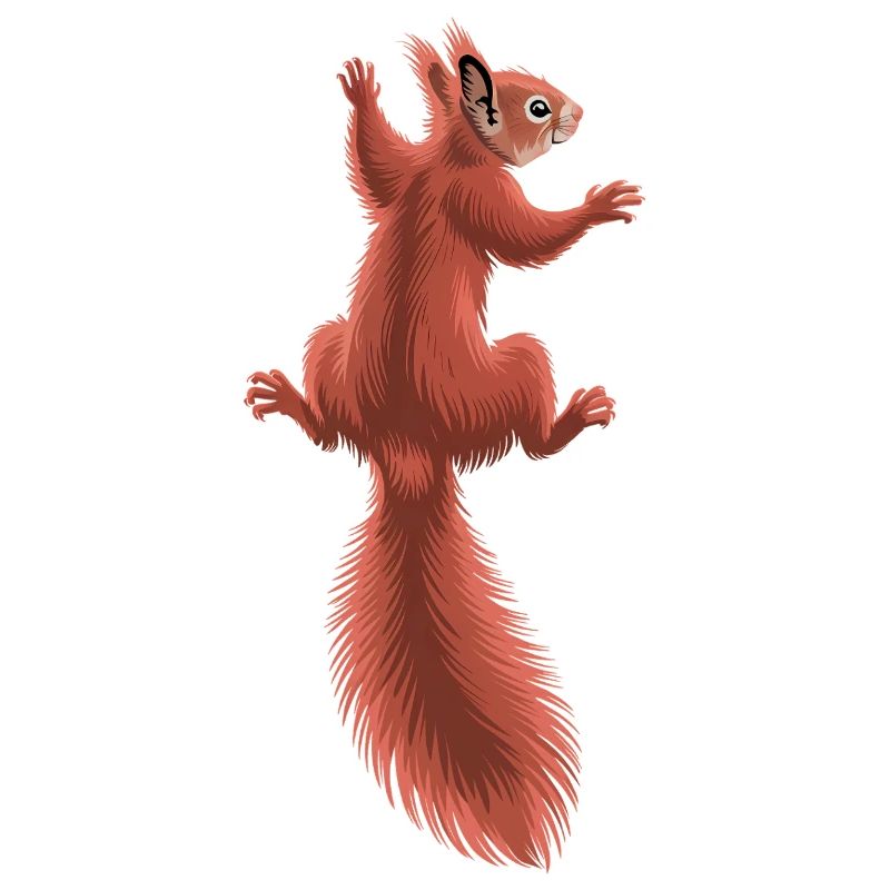 Cute climbing red squirrel