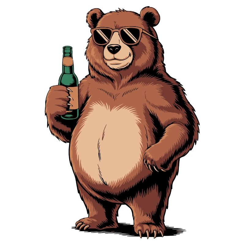 Cooler Bierbär mit Sonnenbrille