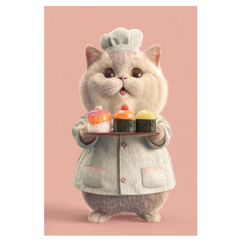 Pastel Sushi Chef Katze