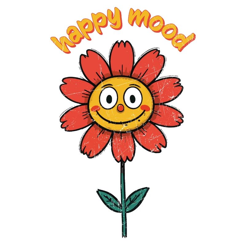 Retro Glück: Lächelnde Blume im Pop-Art-Stil