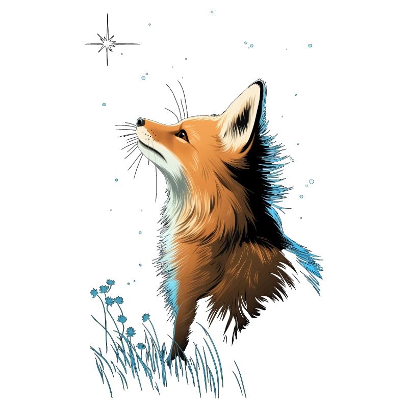 Fox with starry sky