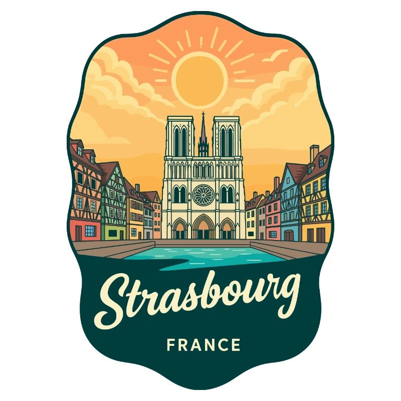 Straßburger Kathedral Retro-Sonnenuntergangsabzeichen