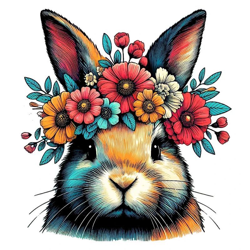 Rabbit with Flowers