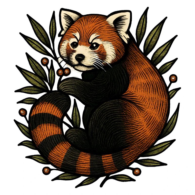 Panda rouge dans le feuillage