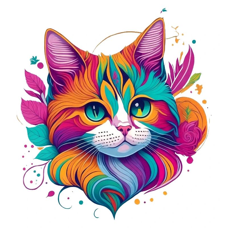 Art de portrait coloré de chat - Chat