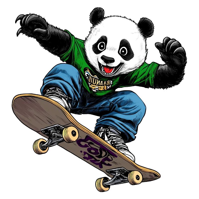 Pandabär Skateboarder