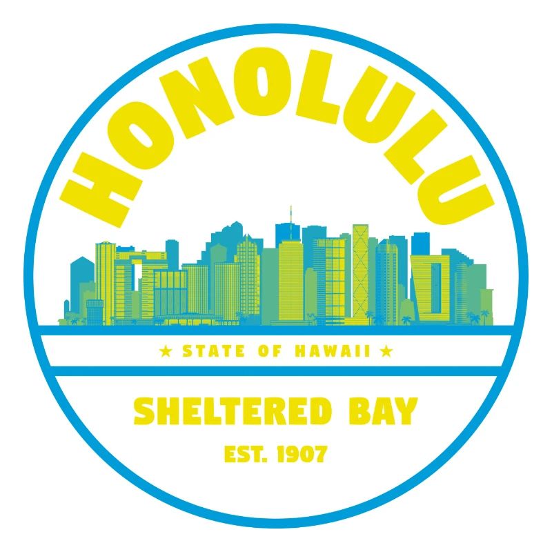 Honolulu Skyline Retro Abzeichen