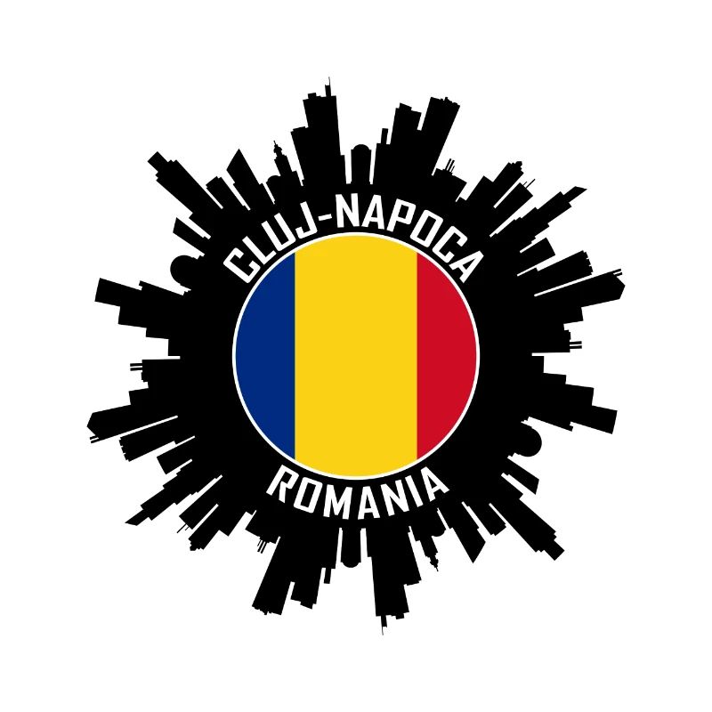 Souvenir de voyage avec le drapeau du drapeau de la Roumanie à la Skyline de Cluj-Napoca