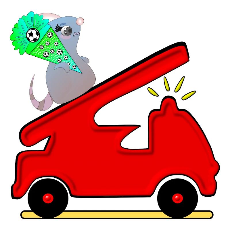 SCHULKIND EINSCHULUNG FEUERWEHRAUTO MAUS