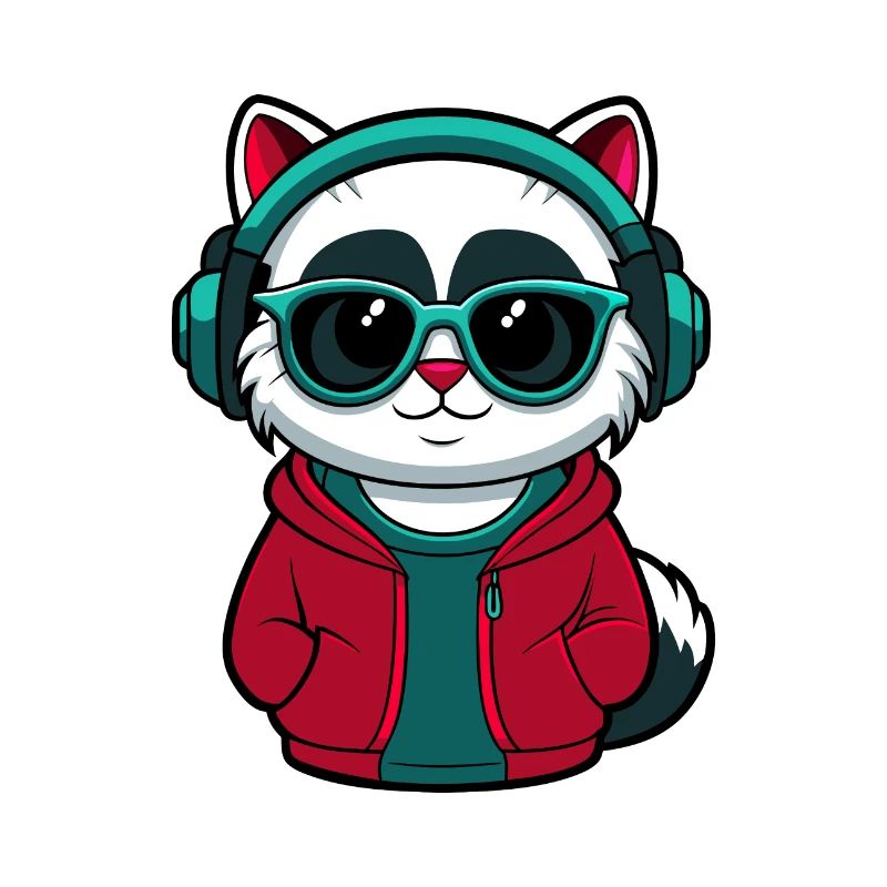 Chat cool avec un sweat à capuche et des lunettes