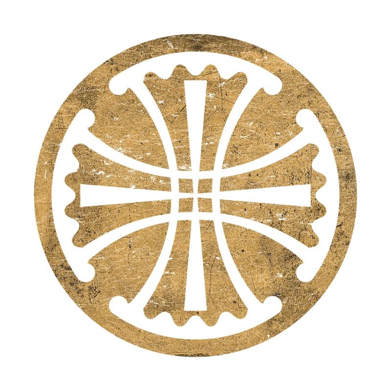Croix de Canterbury dans un cercle doré