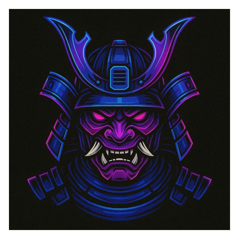 Masque de samouraï néon