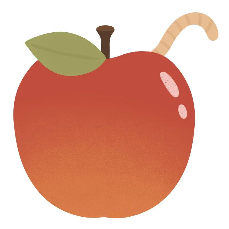 Apple with Curved Worm Accent