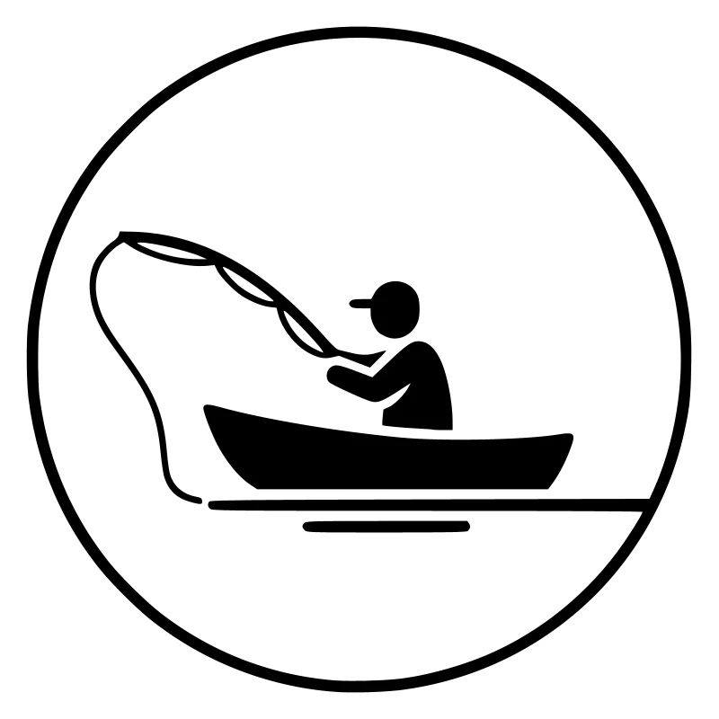 Logo de la silhouette du pêcheur dans le bateau
