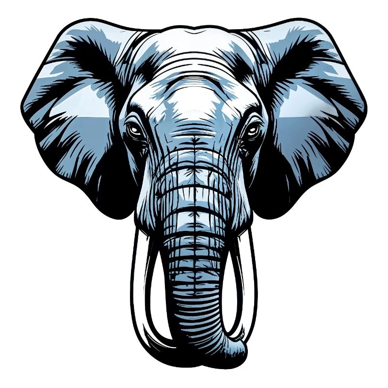 Blue Elephant Head Vector