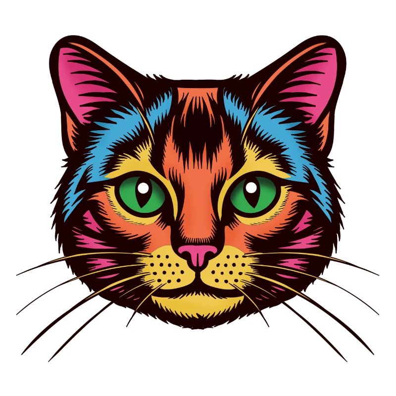Bunte Katzen Popart Gesicht