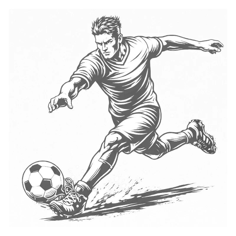 Dynamischer Fußballer im Comic Stil