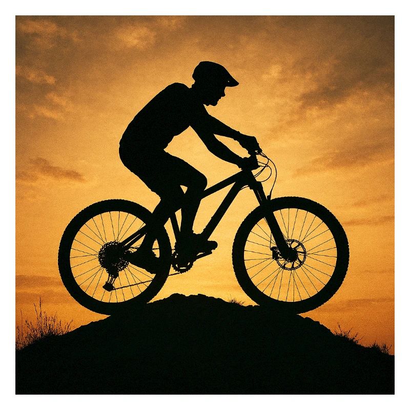 Silhouette du VTT au coucher du soleil