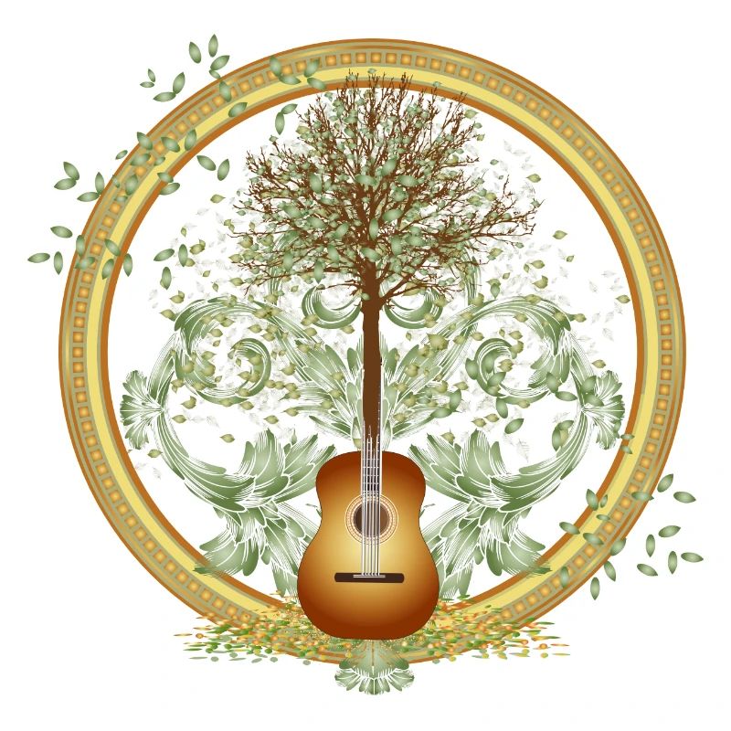 fascinating surreal guitar motif with tree