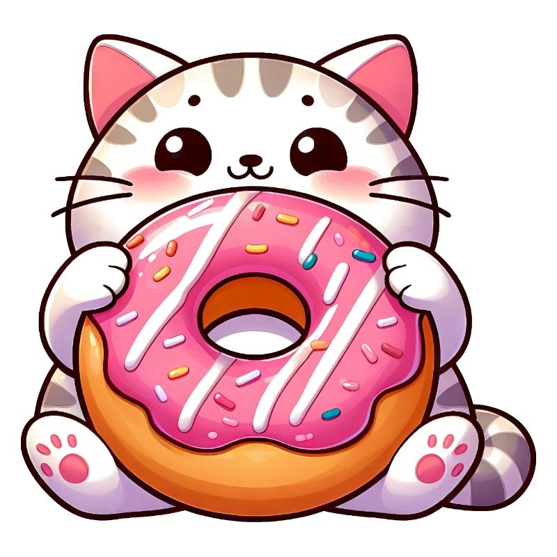 Chat mignon avec dessert beignet dent sucrée